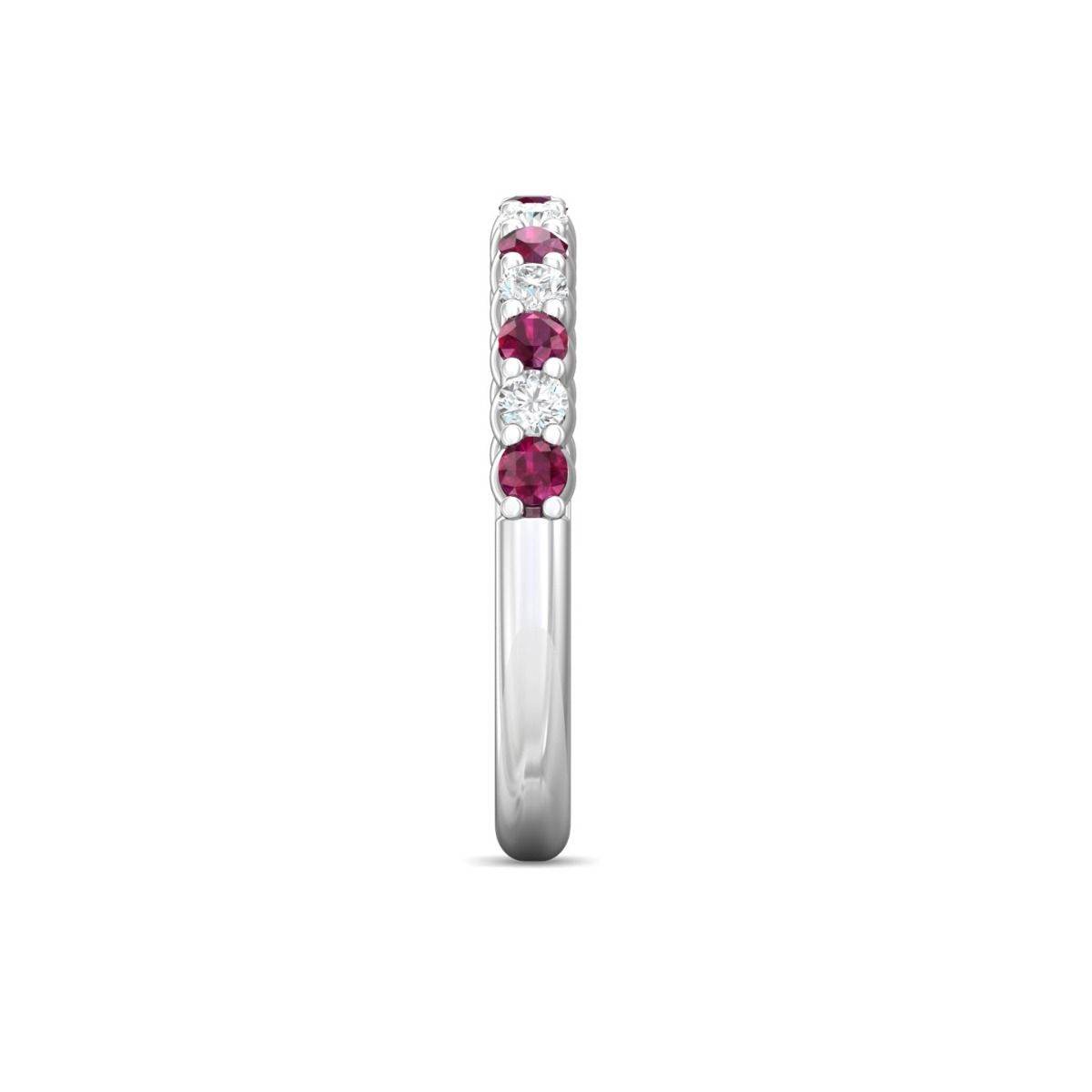 Shared Prong Ruby and Diamond Half Eternity Band In 18K White Gold - DG & Co. Jewellery