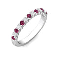 Shared Prong Ruby and Diamond Half Eternity Band In 18K White Gold - DG & Co. Jewellery