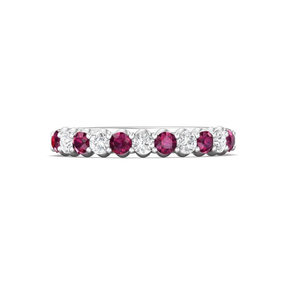 Ruby Diamond Wedding Band Share Claw Setting In 18K White Gold – DG ...