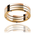 Three- Tone Gents Wedding Ring White Yellow and Rose Gold in 7mm - DG & Co. Jewellery