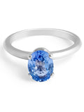 Solitaire Oval Cut Ceylon Blue Sapphire Engagement Ring In 18K White Gold - DG & Co. Jewellery