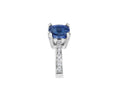 Vintage Style Cushion Cut Blue Sapphire Diamond Engagement Ring in 18 Karat White Gold - DG & Co. Jewellery