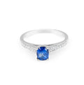 Cushion Cut Double Row Blue Sapphire Diamond Engagement Ring in 18 Karat White Gold - DG & Co. Jewellery