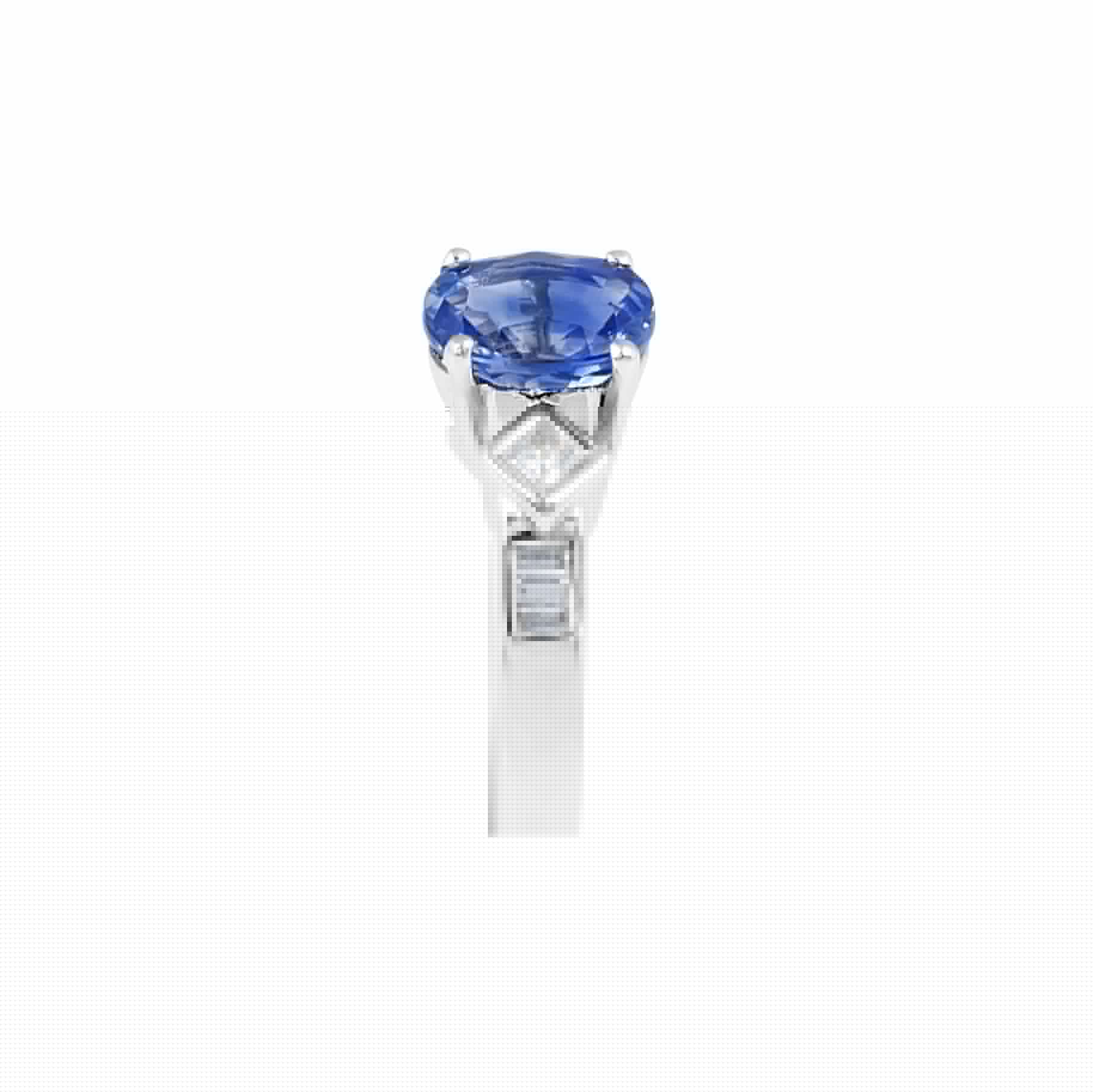 Oval Cut 4 Claw Blue Sapphire Diamond Engagement Ring in 18 Karat White Gold - DG & Co. Jewellery