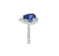 1.85 CT Blue Sapphire Halo Diamond Engagement Ring in 18 Karat White Gold - DG & Co. Jewellery