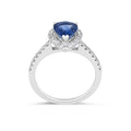 1.85 CT Blue Sapphire Halo Diamond Engagement Ring in 18 Karat White Gold - DG & Co. Jewellery
