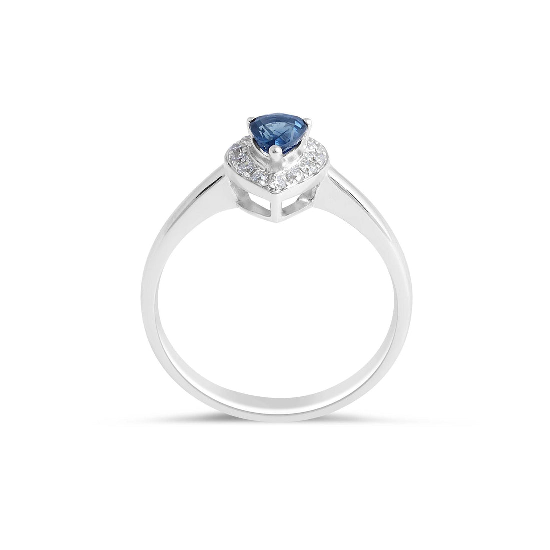 Pear Cut Blue Sapphire Halo Diamond Engagement Ring in 18 Karat White Gold - DG & Co. Jewellery