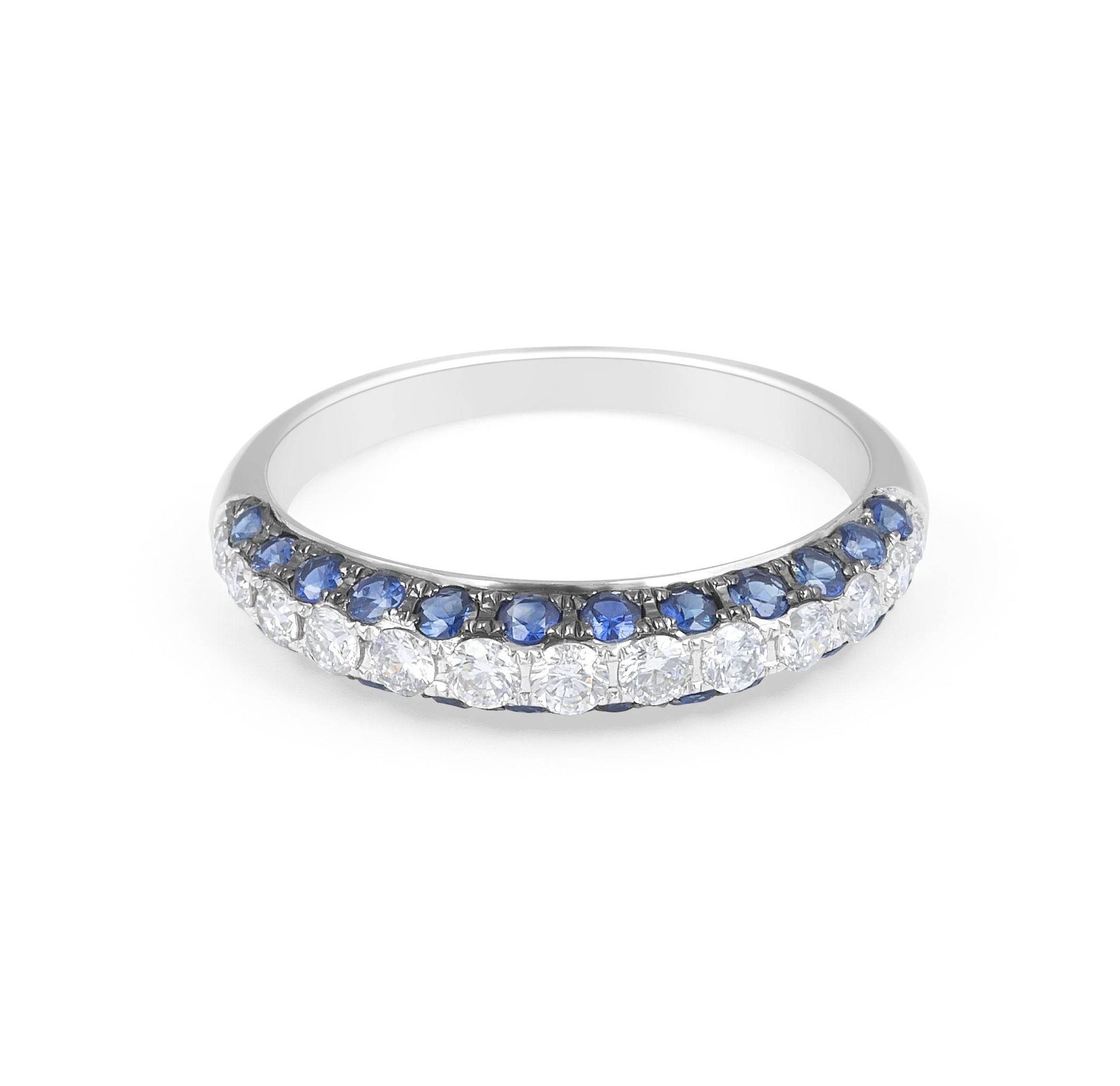 Sapphire Diamond Ring Pave Setting In 18 Karat White Gold - DG & Co. Jewellery