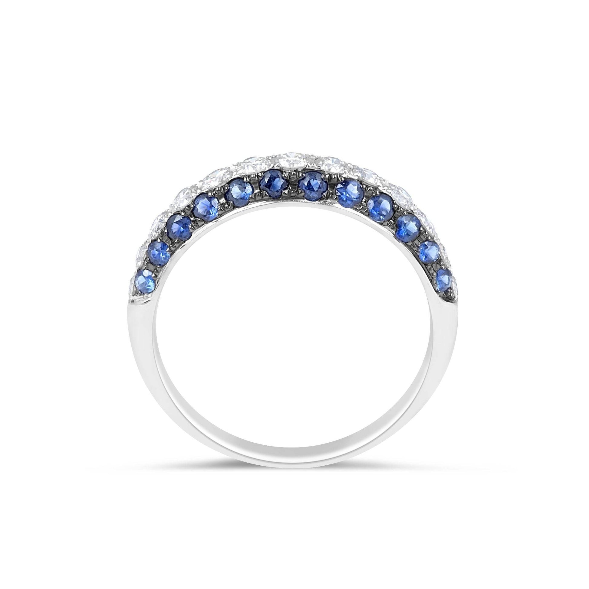 Sapphire Diamond Ring Pave Setting In 18 Karat White Gold - DG & Co. Jewellery