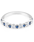 Sapphire And Diamond Eternity Classic Band Bezel And Claw Setting In 18K White Gold - DG & Co. Jewellery
