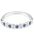 Sapphire And Diamond Eternity Classic Band Bezel And Claw Setting In 18K White Gold - DG & Co. Jewellery