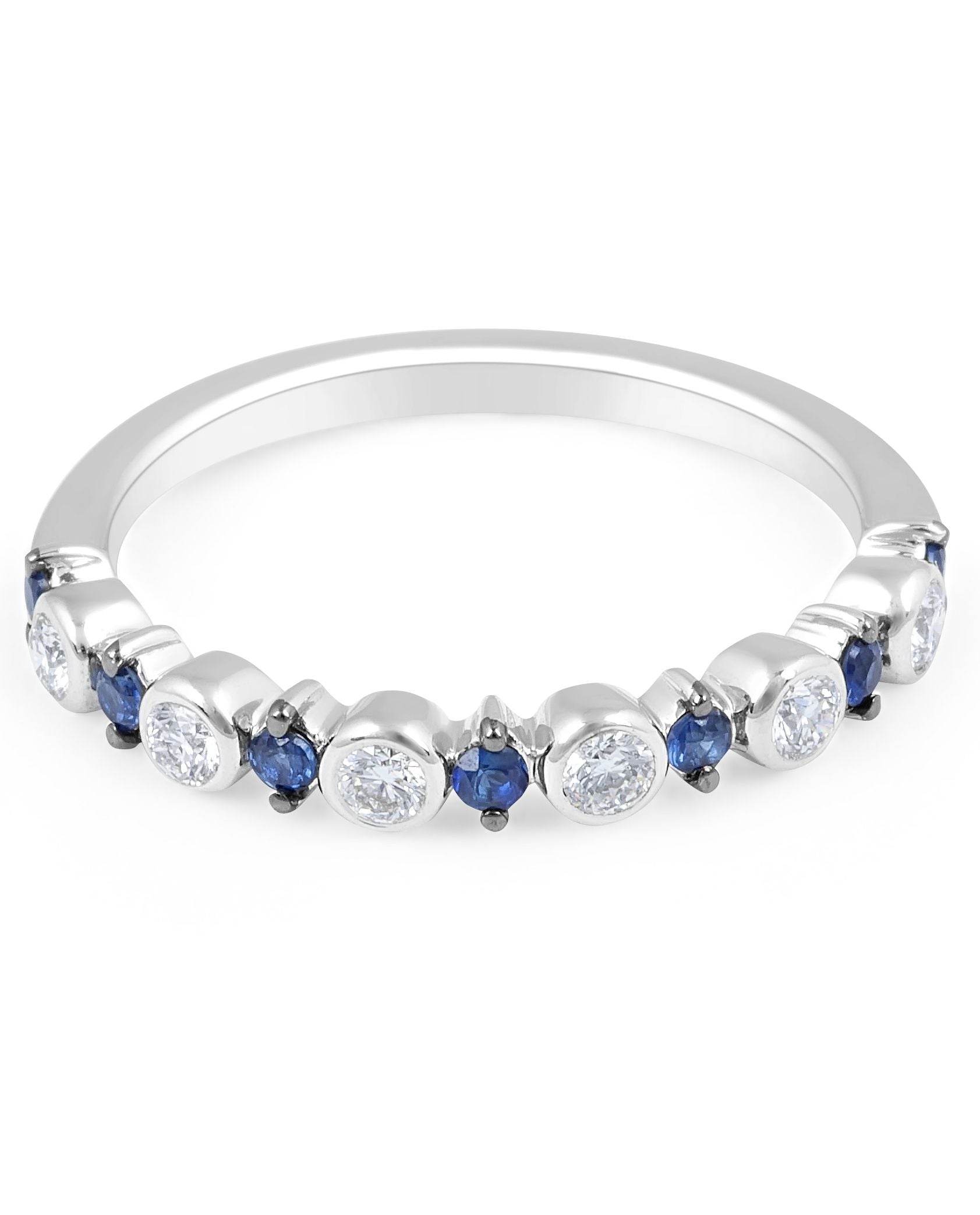 Sapphire And Diamond Eternity Classic Band Bezel And Claw Setting In 18K White Gold - DG & Co. Jewellery