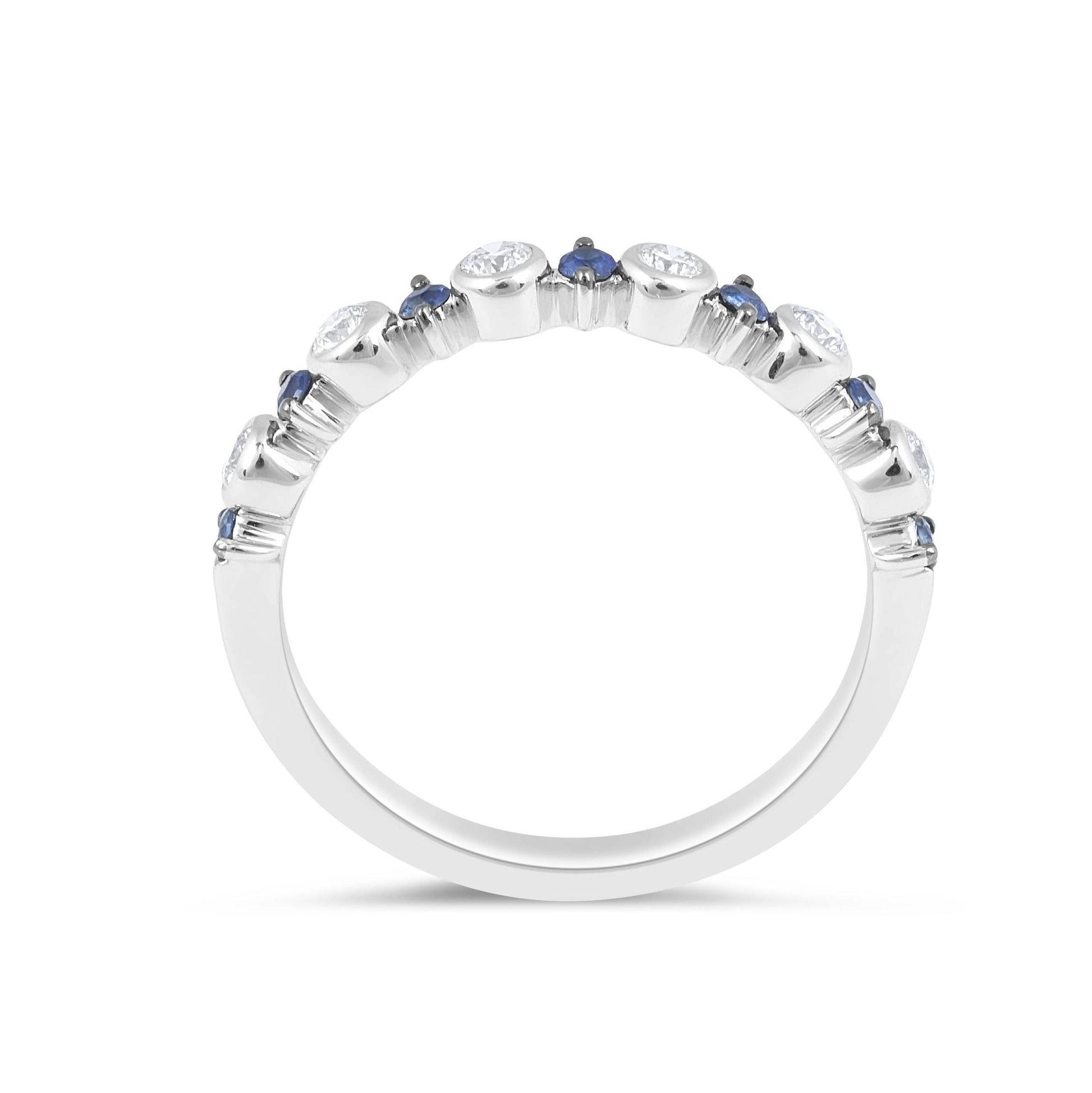 Sapphire And Diamond Eternity Classic Band Bezel And Claw Setting In 18K White Gold - DG & Co. Jewellery