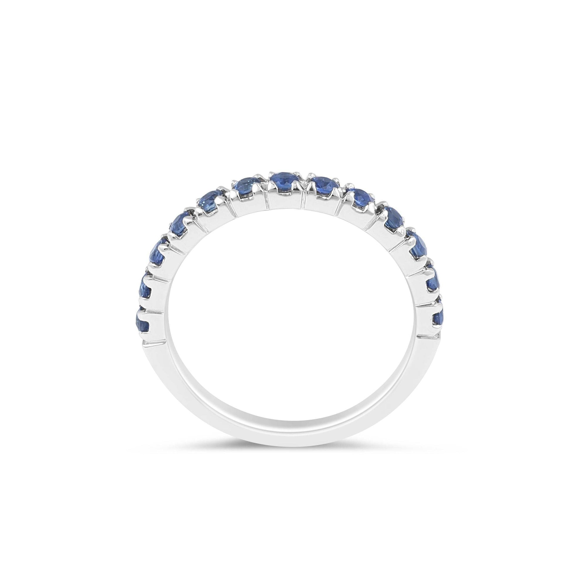 Sapphire Anniversary Wedding Band Pave Setting In 18K White Gold Pave Setting - DG & Co. Jewellery