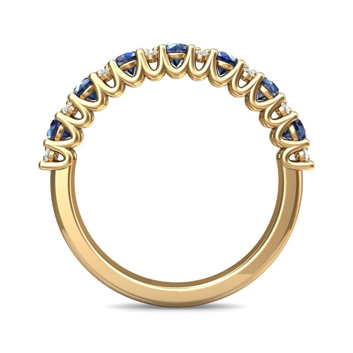 Eternity Sapphire Diamond Wedding Ring Share Prong Setting In 18K Yellow Gold - DG & Co. Jewellery