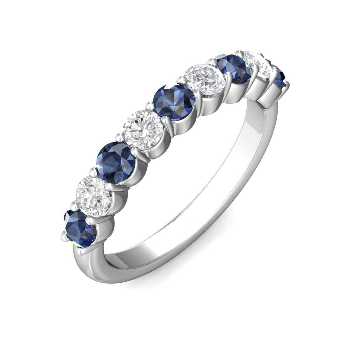 18K White Gold Eternity Sapphire and Diamond Wedding Ring Share Claw Setting - DG & Co. Jewellery