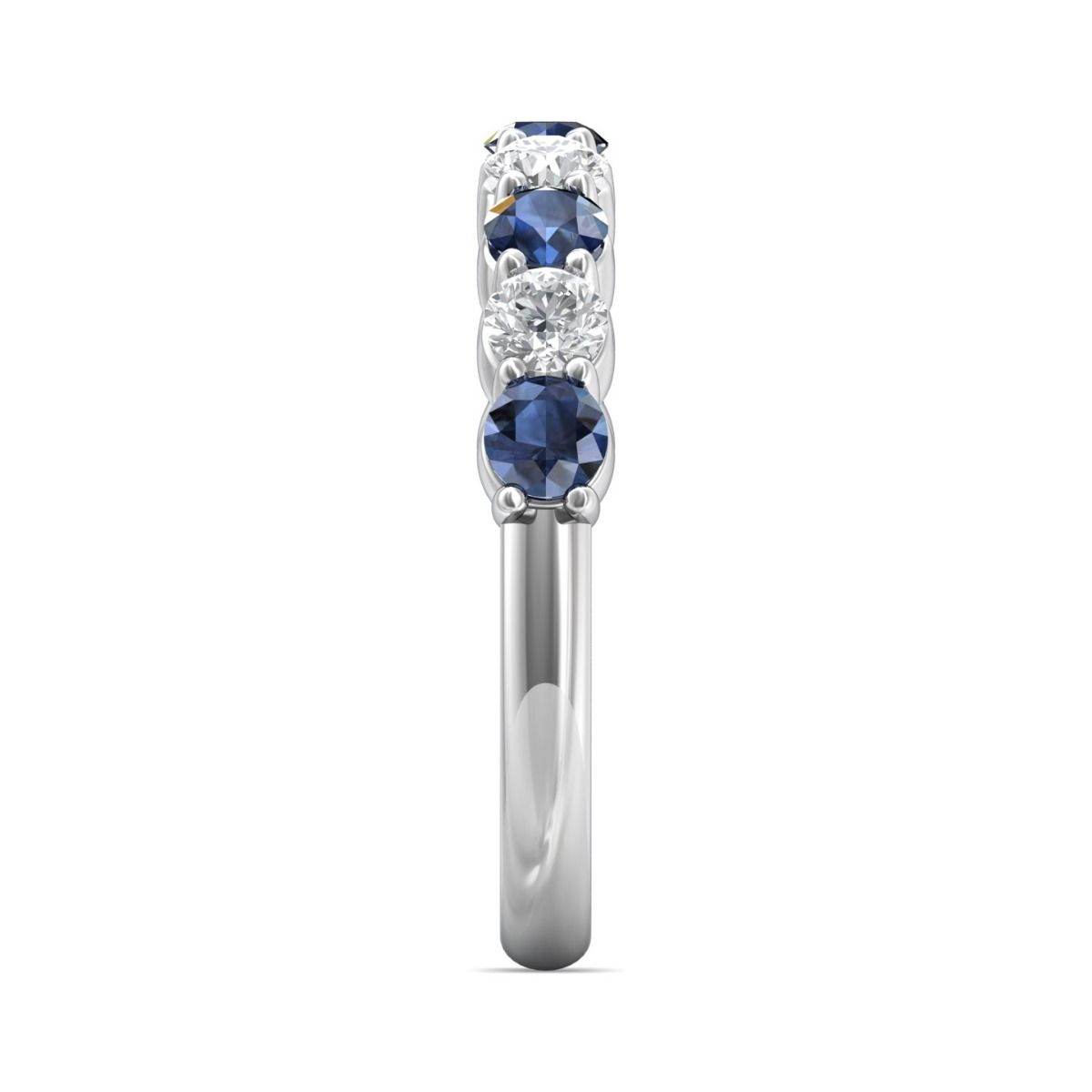 18K White Gold Eternity Sapphire and Diamond Wedding Ring Share Claw Setting - DG & Co. Jewellery