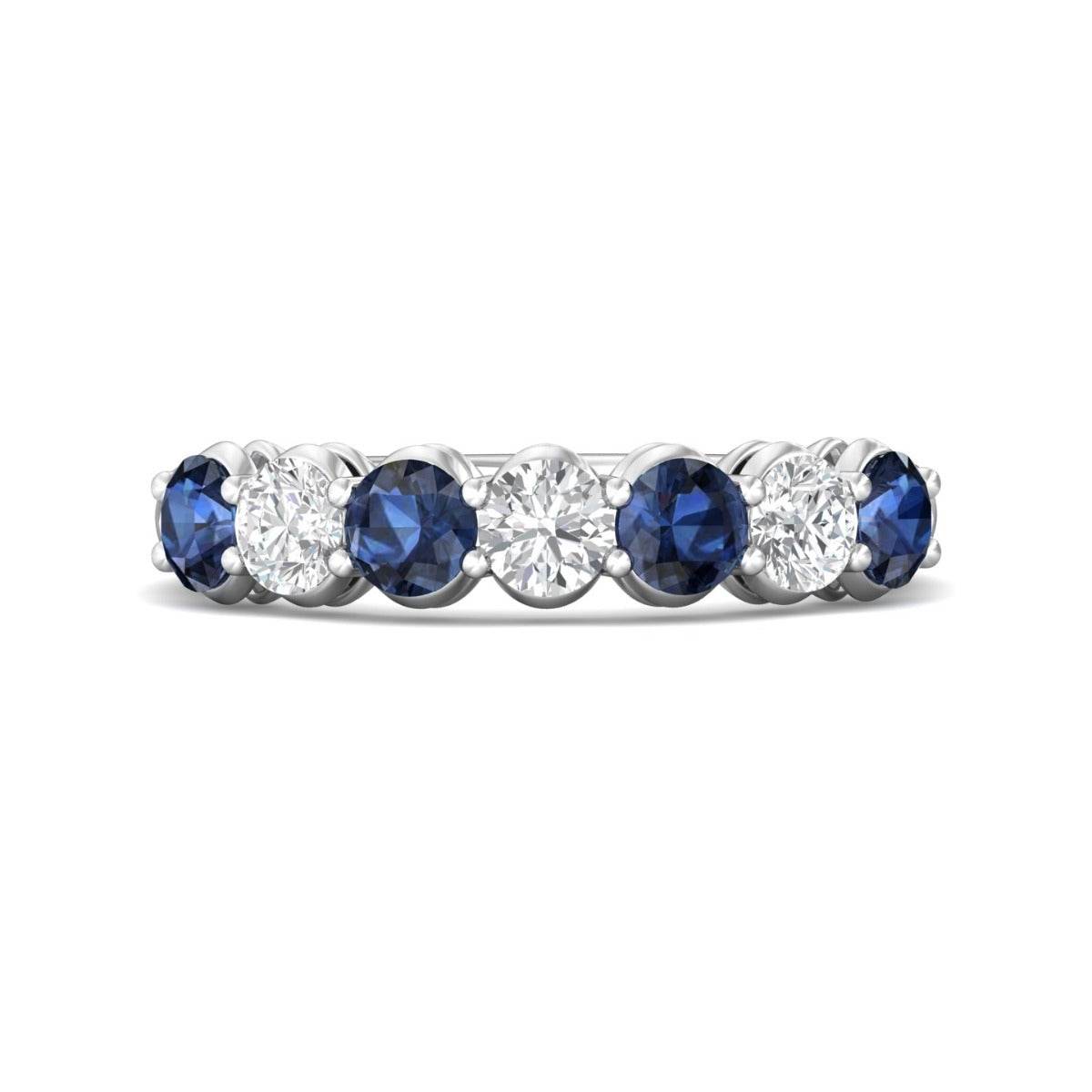 Four Stone Sapphire Diamond Women's Wedding Ring Share Prong Setting In 18K White Gold - DG & Co. Jewellery