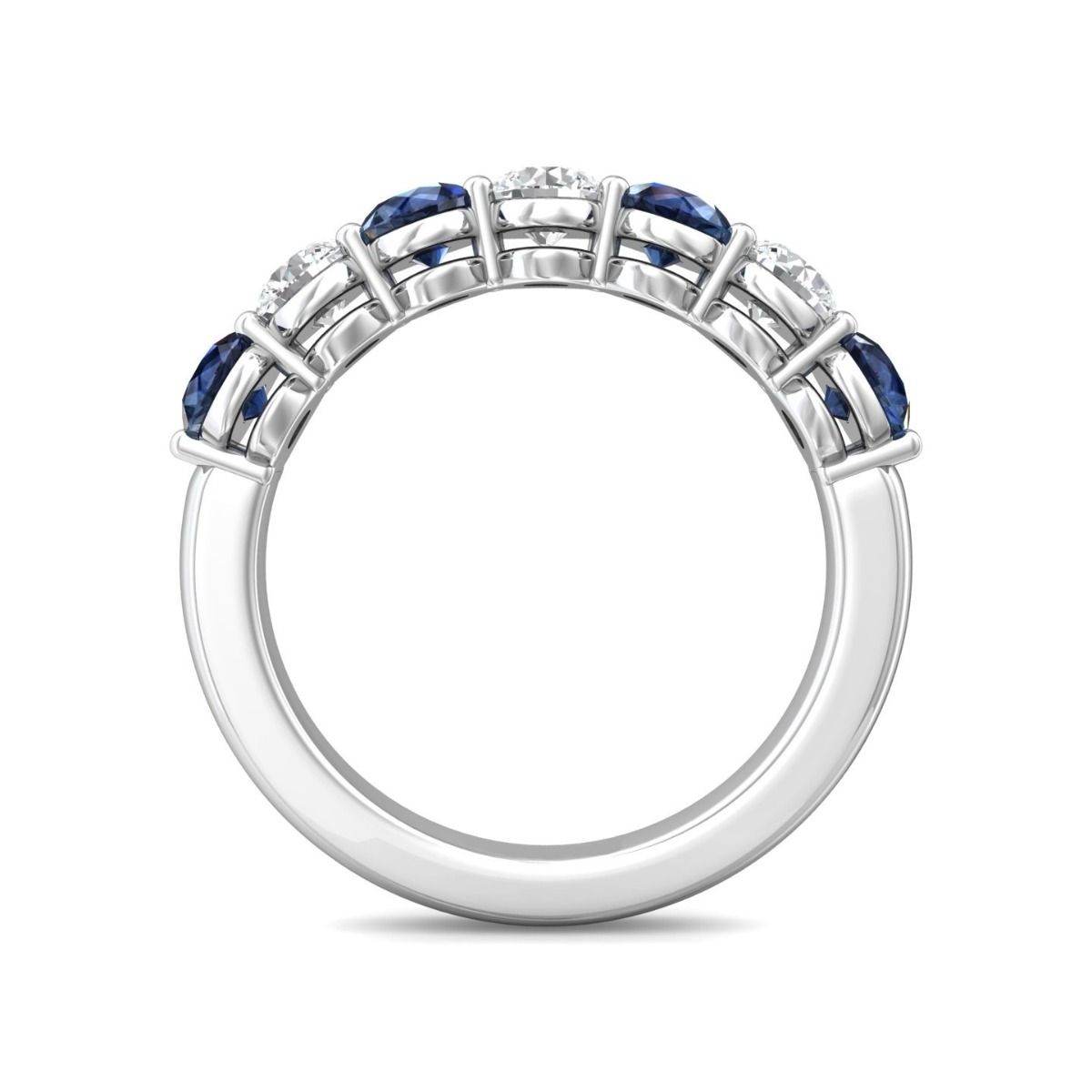 Four Stone Sapphire Diamond Women's Wedding Ring Share Prong Setting In 18K White Gold - DG & Co. Jewellery
