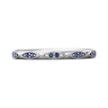 Milgrain Vintage Style Sapphire Wedding Band Marquise Style Round Stone Setting In 18K White Gold - DG & Co. Jewellery