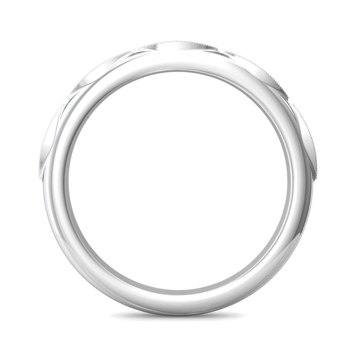 Milgrain Vintage Style Sapphire Wedding Band Marquise Style Round Stone Setting In 18K White Gold - DG & Co. Jewellery