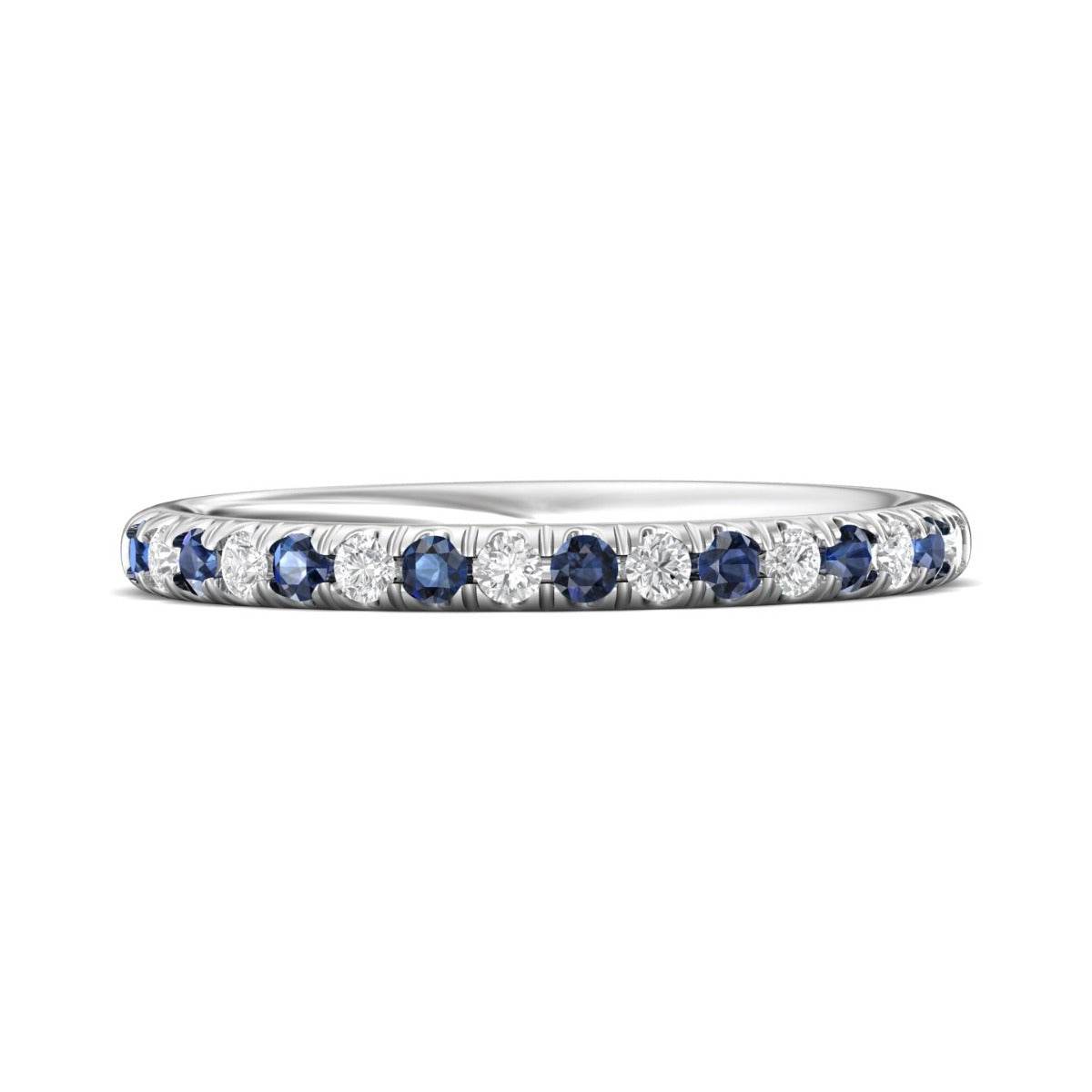 French Pave Sapphire And Diamond Eternity Ring In 18K White Gold (1.6 ...