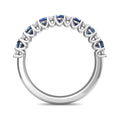 Blue Sapphire and Diamond Semi Eternity Classic Wedding Ring Set in 18K White Gold - DG & Co. Jewellery