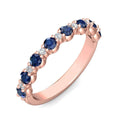 Sapphire And Diamond 18K Rose Gold Wedding Ring Share Prong Setting - DG & Co. Jewellery