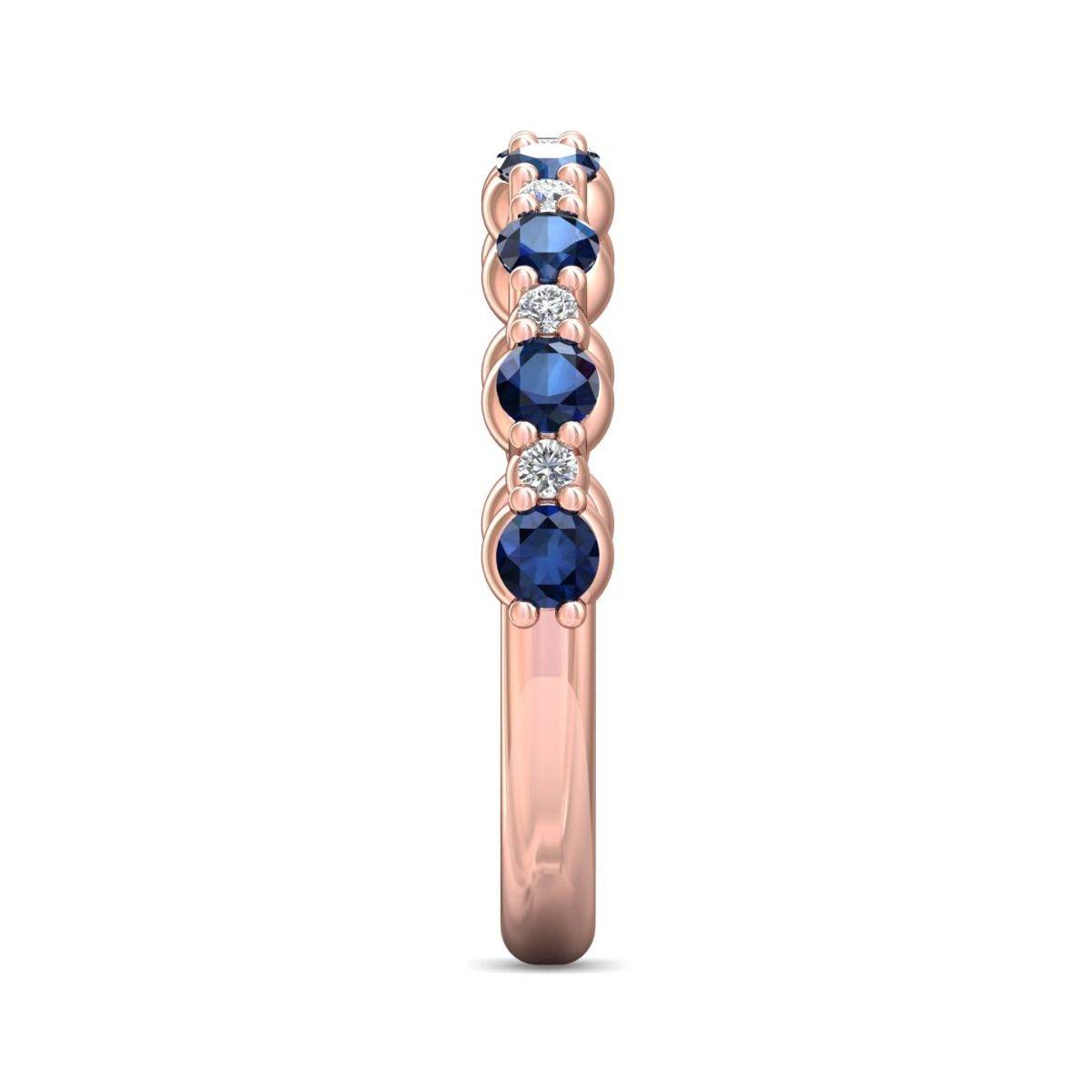 Sapphire And Diamond 18K Rose Gold Wedding Ring Share Prong Setting - DG & Co. Jewellery