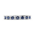 Blue Sapphire and Diamond Semi Eternity Classic Wedding Ring Set in 18K White Gold - DG & Co. Jewellery