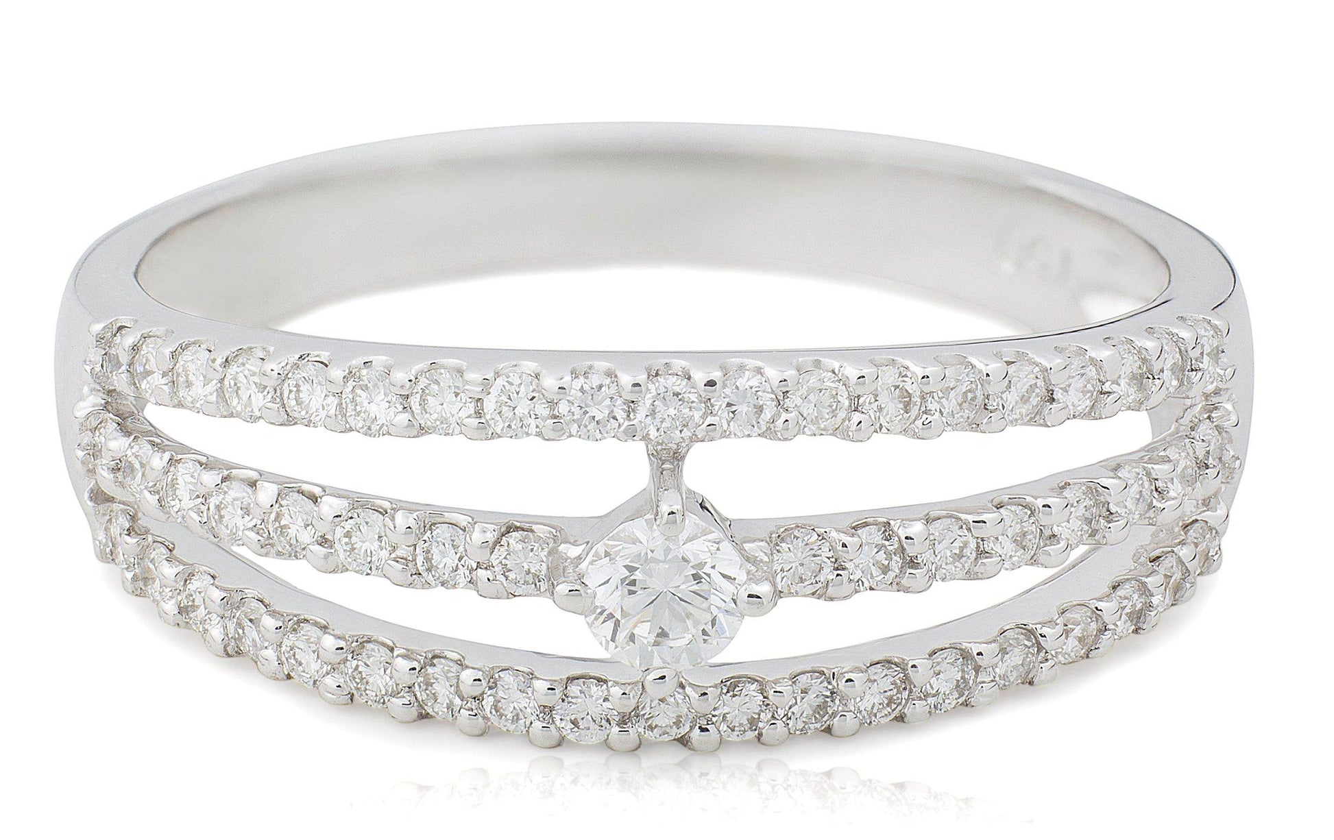 18 Karat White Gold Diamond Engagement Ring in 3 Row Pave Setting - DG & Co. Jewellery