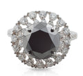 Black and white Diamond Double Halo Ring in 18 Karat White Gold - DG & Co. Jewellery