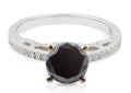 Vintage Style Black Diamond 4 Claw Setting Ring Share Prong Setting Side Stone In 18 Karat White Gold - DG & Co. Jewellery