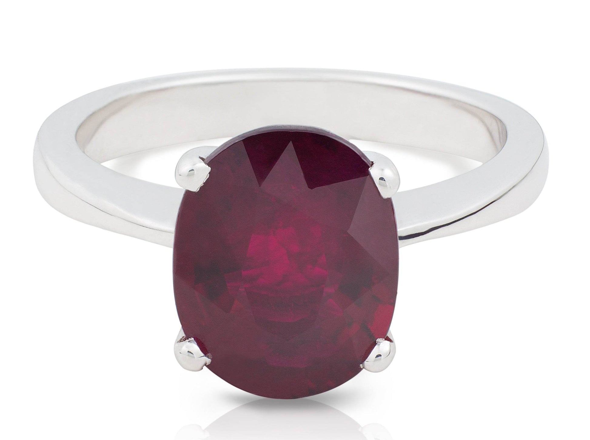 Rubellite Oval Cut 4 Claw Setting Solitaire Ring In 18K White gold - DG & Co. Jewellery