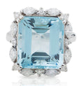 Emerald Cut 10CT Aquamarine Diamond Halo Ring In 18K White Gold - DG & Co. Jewellery