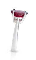 Rubellite Oval Cut 4 Claw Setting Solitaire Ring In 18K White gold - DG & Co. Jewellery