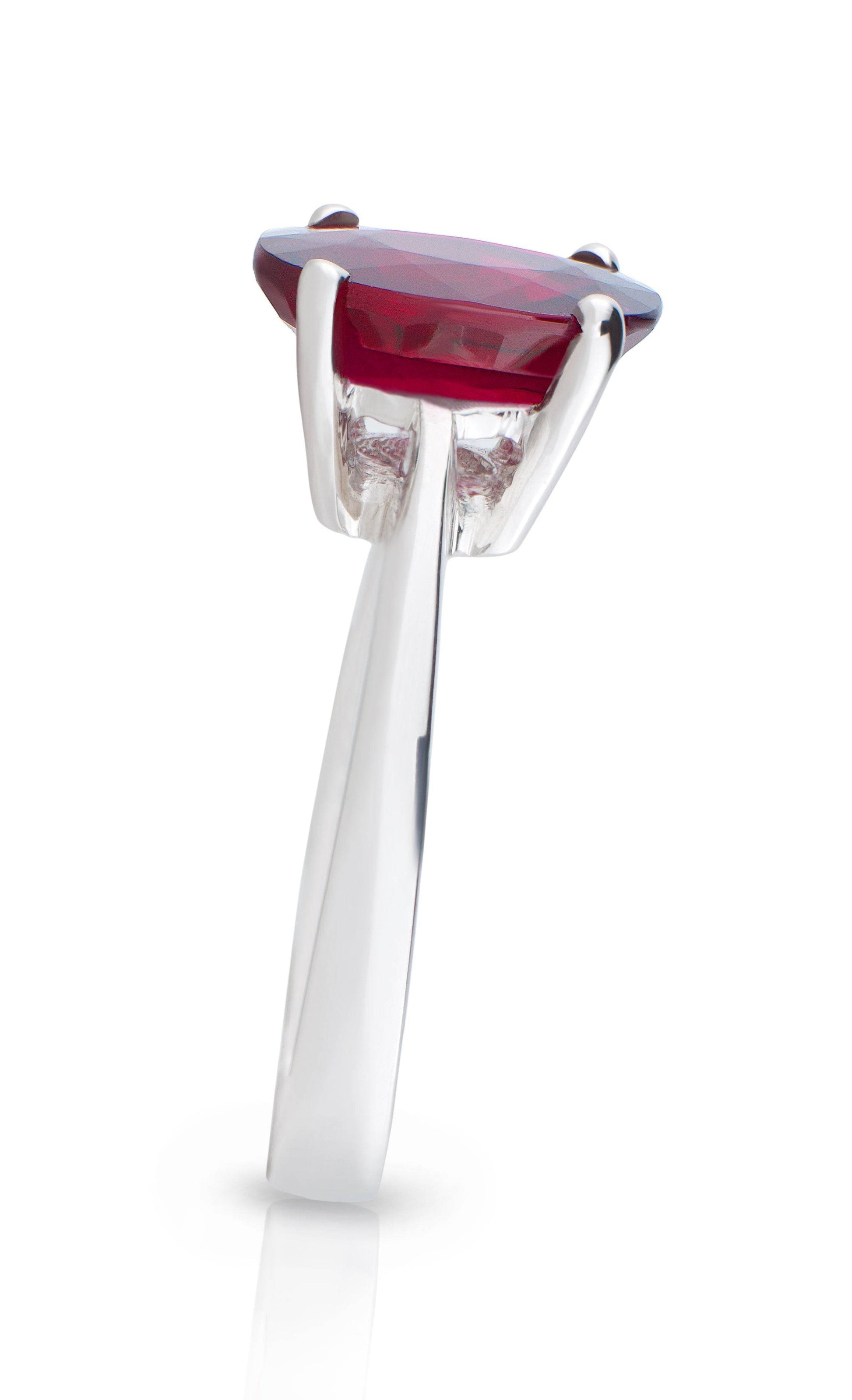 Rubellite Oval Cut 4 Claw Setting Solitaire Ring In 18K White gold - DG & Co. Jewellery