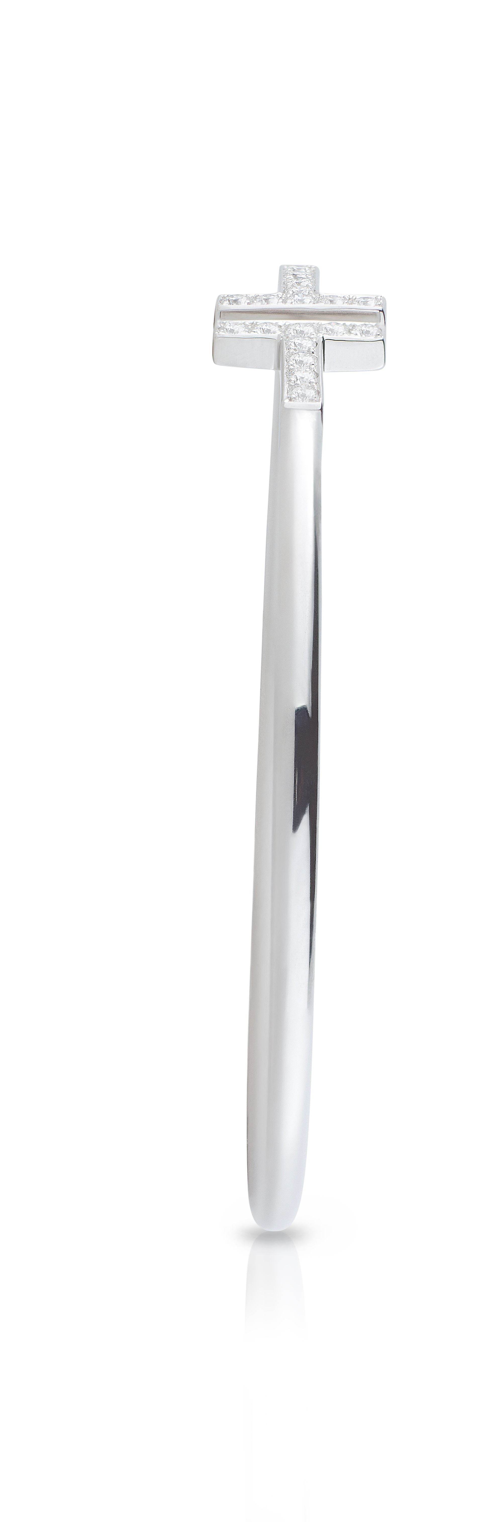 Pave Setting Diamond Wire Bangle In 18K White Gold - DG & Co. Jewellery