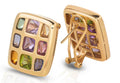 Multi-colour Gemstones Earring Framed with 14 Karat Yellow Gold - DG & Co. Jewellery