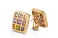 Multi-colour Gemstones Earring Framed with 14 Karat Yellow Gold - DG & Co. Jewellery