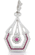 Vintage Style Ruby Diamond Pendant Channel Setting In 14K White Gold - DG & Co. Jewellery