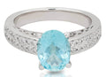 1.50CT Oval Cut Aquamarine Diamond Ring In 18K White Gold - DG & Co. Jewellery