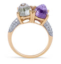 Geen And Purple Amethyst Diamond Cocktail Ring in 14 Karat Rose Gold - DG & Co. Jewellery