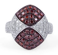 Red and White Diamond Cocktail Ring In Pave Setting - DG & Co. Jewellery