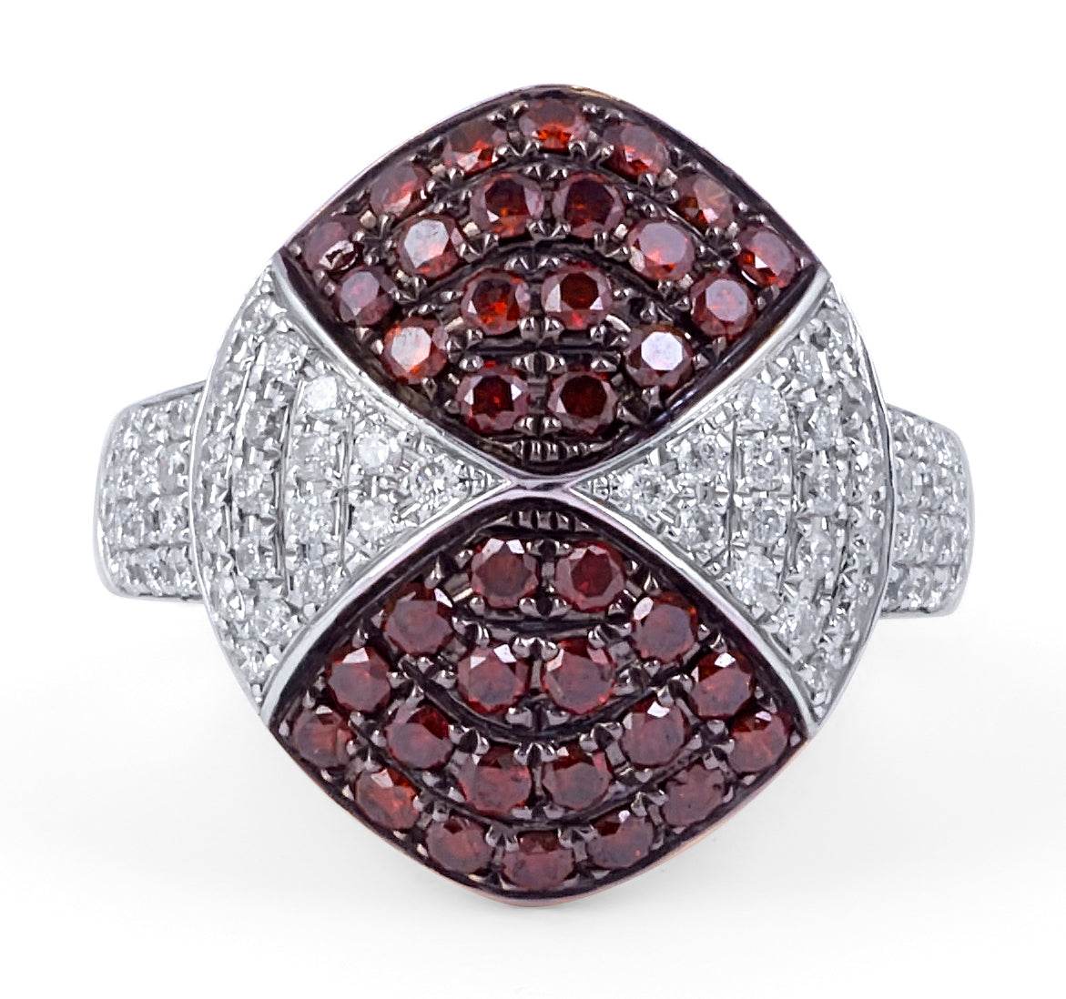 Red and White Diamond Cocktail Ring In Pave Setting - DG & Co. Jewellery