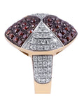 Red and White Diamond Cocktail Ring In Pave Setting - DG & Co. Jewellery