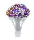 Multi Colour Diamond Gemstone Ring in 14 Karat White Gold - DG & Co. Jewellery