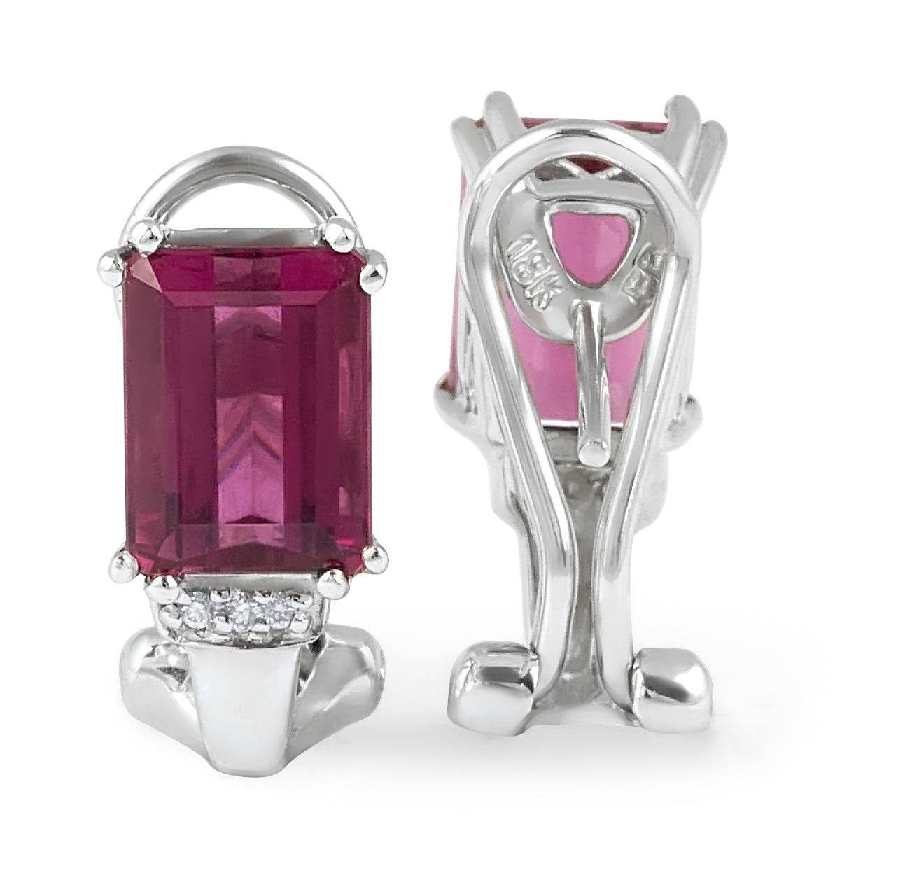 Pink Turmaline Diamond Earring in 18 Karat White Gold - DG & Co. Jewellery