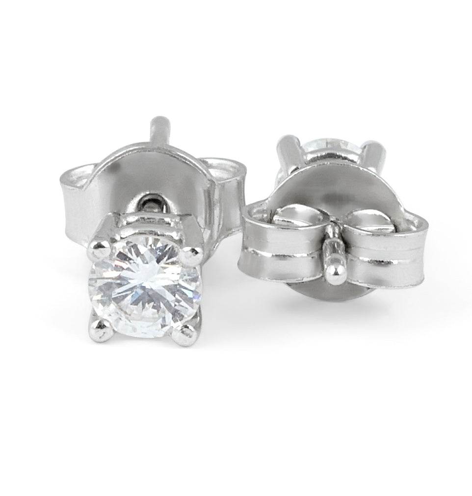 Diamond Stud Solitaire Earring 4 Claw Setting In 18K White Gold - DG & Co. Jewellery