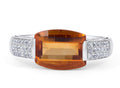 Curve Cut Citrine and Diamond Ring Tension Setting In 18 Karat White gold - DG & Co. Jewellery